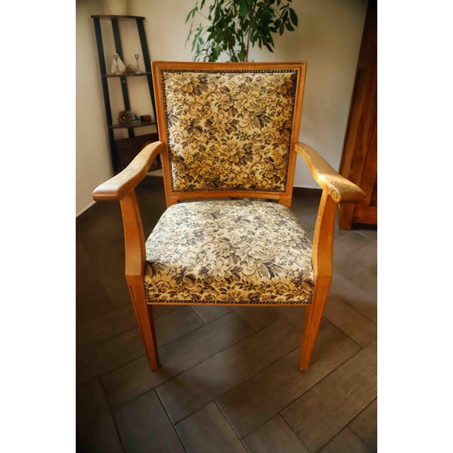 Vintage Salon Lounge Chair with Floral Tapestry Upholstery, 1940s For Sale - Image 12 of 15