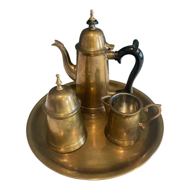 Mid-Century Gatco Brass Coffee Service Set- 4 Pieces For Sale