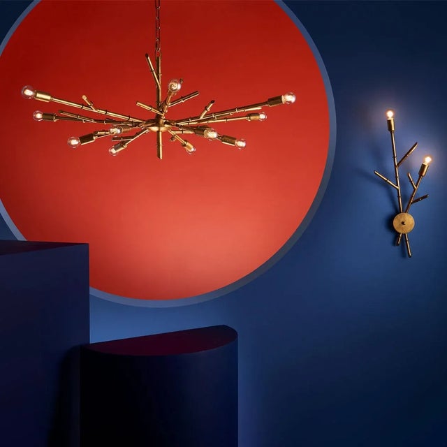 Florentine Antique Gold Leaf Bamboo Ceiling Light For Sale - Image 4 of 4