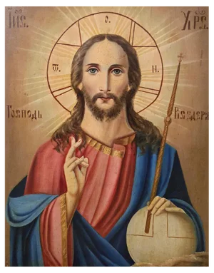 19th Century Orthodox Icon The Pantocrator, 1860