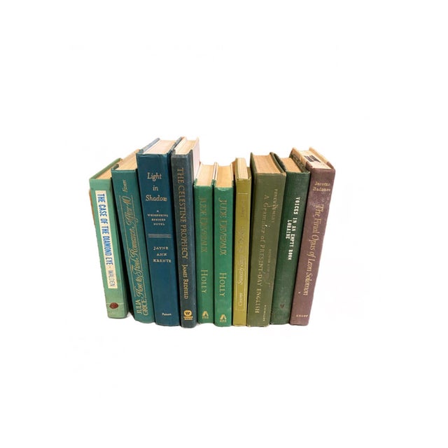 Modern Vintage Late 20th Century Green Books - Set of 10 For Sale - Image 3 of 3