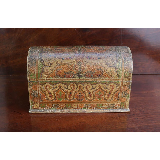 Late 19th Century Antique Kashmiri Dome Topped Stationary Box, 1880 For Sale - Image 5 of 11