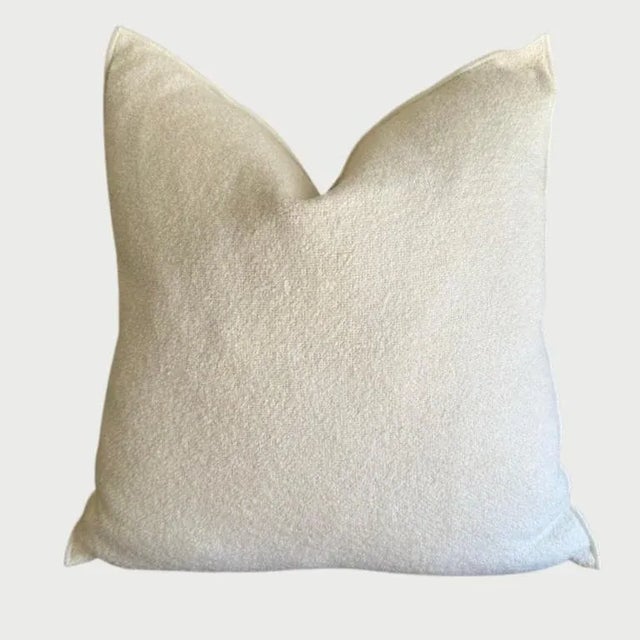 Bouclette French Wool Accent Pillow in Blanc With Down Insert For Sale In Los Angeles - Image 6 of 6