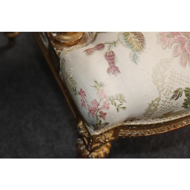 Cream Pair 19th C. French Louis XVI Style Carved Giltwood Armchairs For Sale - Image 8 of 18
