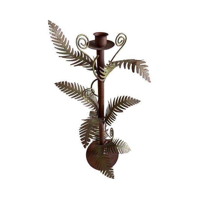 Figurative Vintage Metal Candlesticks Like Palms- A Pair For Sale - Image 3 of 5