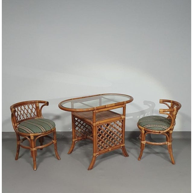 Vintage Balcony Chairs and Table in Rattan and Bamboo, 1970s, Set of 3 For Sale - Image 11 of 18