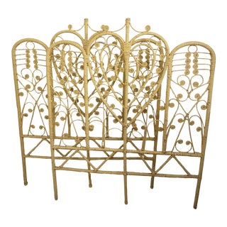 Vintage 1960’s Fiddlehead/Peacock Wicker Twin Headboards- a Pair For Sale