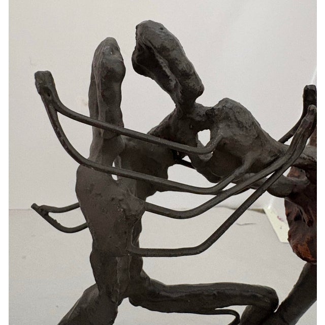 Mid 20th Century Modernist Abstract Ballet Dancers Hand Built Sculpture in Patinated Metal on Marble Base For Sale In Indianapolis - Image 6 of 12