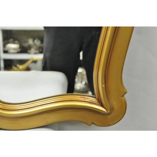 Mid 20th Century Vintage Hollywood Regency Gold Scalloped Serpentine Wood Frame Wall Mirror For Sale - Image 5 of 15