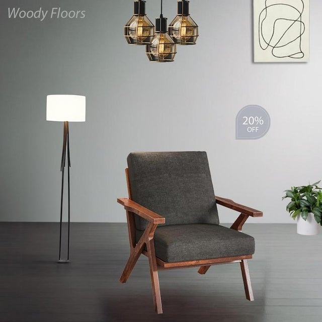 Highlights Made by WoodyFloorUS Materials: Wood, Faux Leather, Fabric Overall width: 29.92 inches Overall height: 33.86...