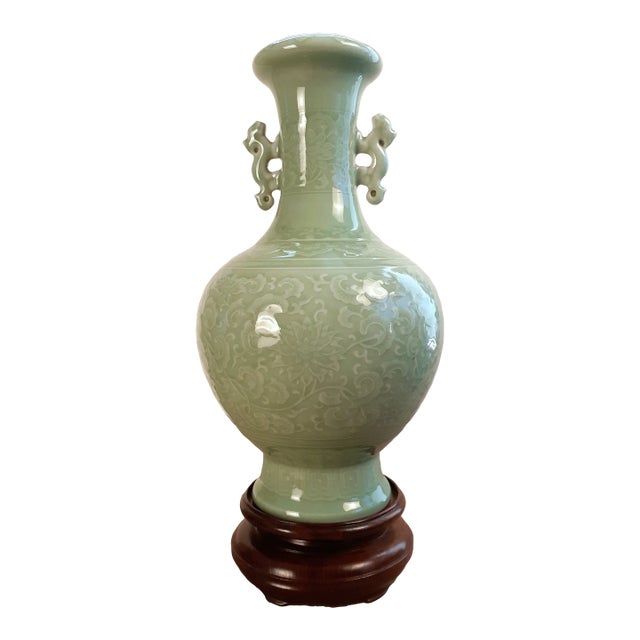 Early 20th Century Chinese Celadon Floral Haitangzun Vase For Sale