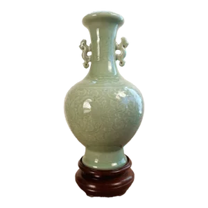 Early 20th Century Chinese Celadon Floral Haitangzun Vase
