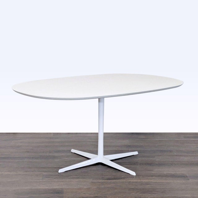 Eames Eames Eolo Modern White Dining Set With Oval Table and 4 Eiffel Chairs For Sale - Image 4 of 10