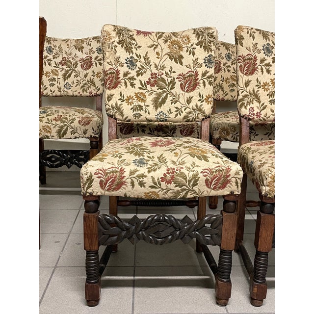 Wooden Chairs from the 1940s with Turned and Carved Details, Set of 6 For Sale - Image 14 of 18