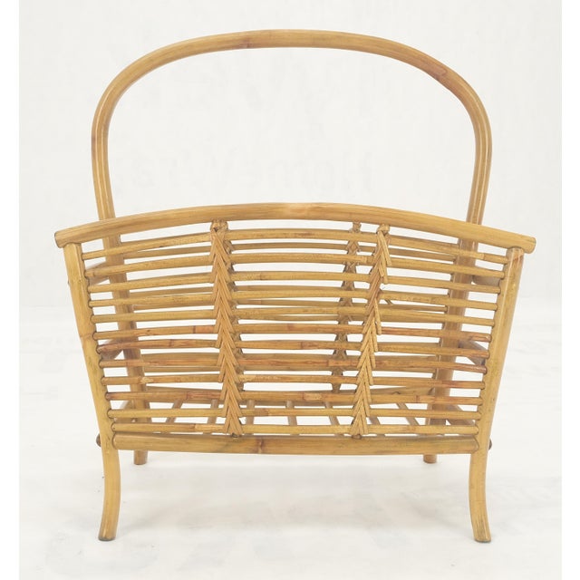 Rattan Bamboo Mid Century Modern c1960s Magazine Rack Super Clean For Sale - Image 9 of 11