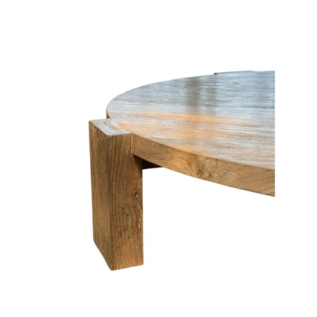 Contemporary Sculptural Teak Wood Round Table, Expressive Natural Grain, Modern Organic For Sale - Image 3 of 9