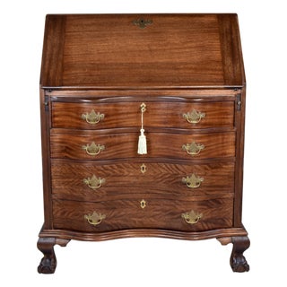Chippendale Mahogany Secretary Slant Top Desk, 1920's For Sale