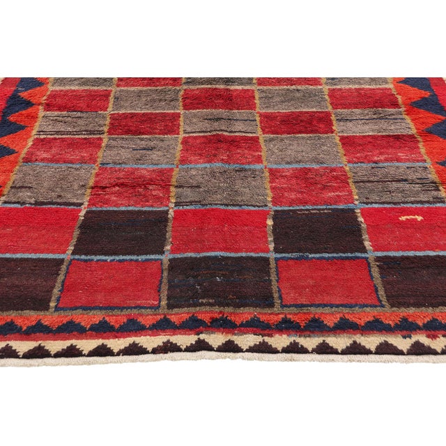 Vintage Persian Lori Checkerboard Rug - 05'04 X 09'01 For Sale - Image 4 of 9