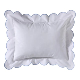 Boudoir Pillow Cover With Scalloped Flange (Duck Egg Blue) For Sale