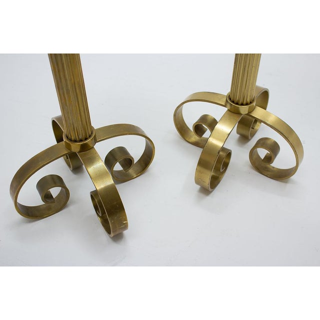1950s Large Brass Floor Candleholders by Ivar Ålenius Björk for Ystad-Metall, 1950s, Set of 2 For Sale - Image 5 of 9