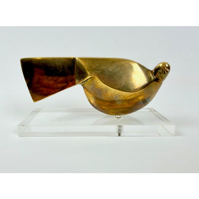Goldenrod Mid-Century Greek Bronze Dove Sculpture, 1960s For Sale - Image 8 of 11