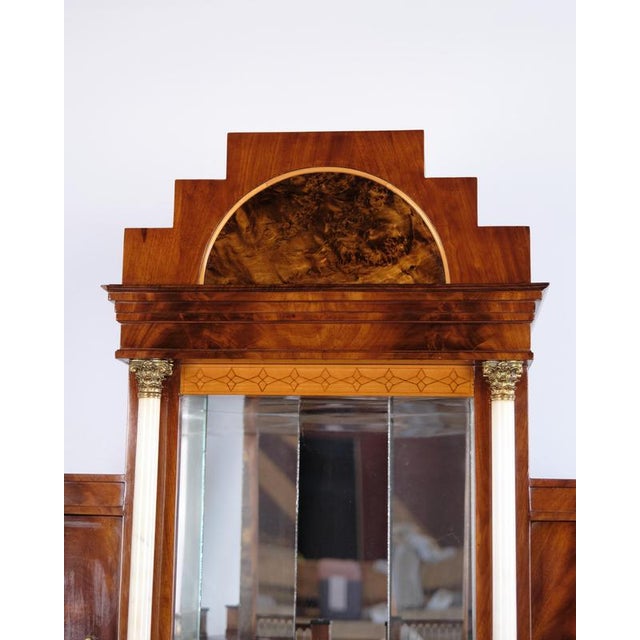 Antique Empire Secretary Desk in Hand-Polished Mahogany with Marquetry, 1840s For Sale - Image 5 of 12