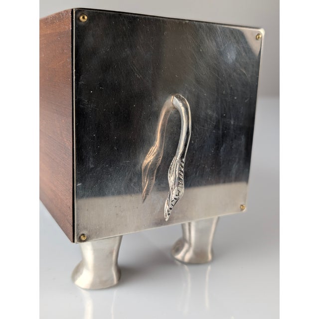 Almazán Rhino Bottle Holder in Wood and Nickel Silver, 1960s For Sale - Image 16 of 18