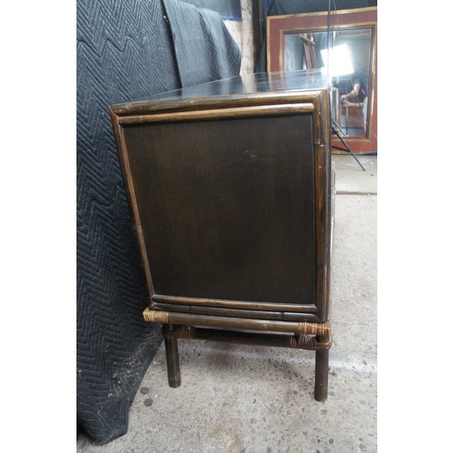 1950s Mid Century Ficks Reed Far Horizons Rattan Oak Sideboard Server Console Credenza, Attributed For Sale - Image 11 of 13