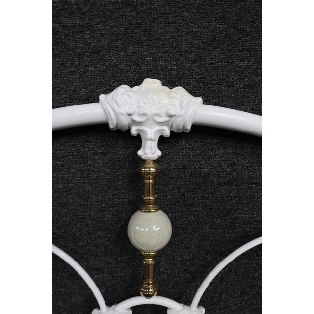 Victorian Style White Iron and Brass Twin Bed Headboard For Sale - Image 12 of 13