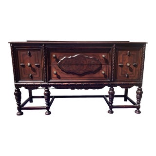 Jacobean Carved Wooden Buffet Sideboard Server For Sale