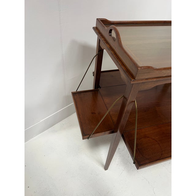 Mahogany Serving Table with Marquetry Net Decoration For Sale - Image 10 of 11