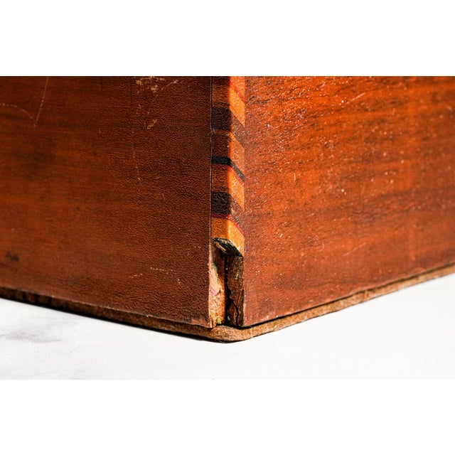 1910s Hand Painted Cigar & Match Cork Lined Wooden Folk Art Humidor Cigar Box Tobacciana Home Decor For Sale - Image 13 of 15