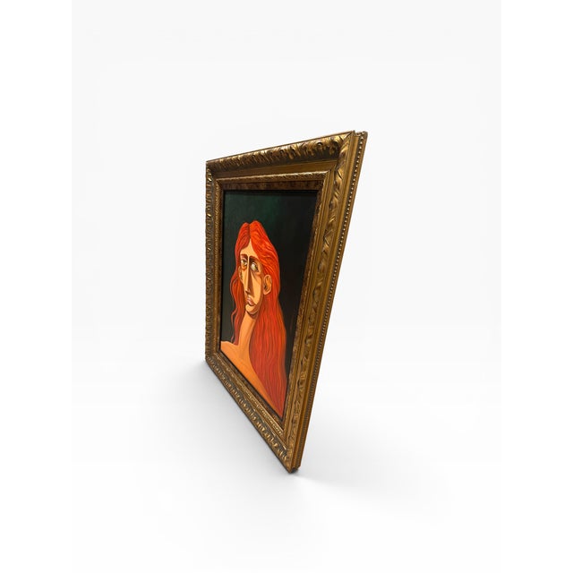 Figurative Large Cubist Portrait Oil Painting by Carlos Comesañas, 20th Century For Sale - Image 3 of 14