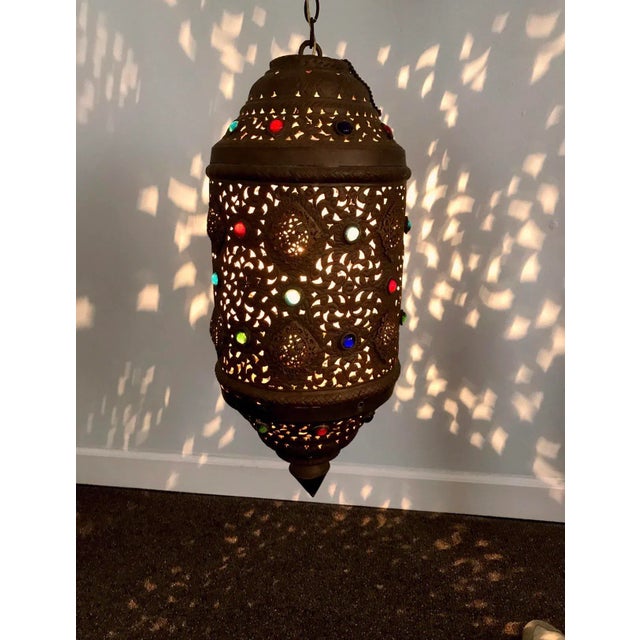 Copper Vintage Moroccan Moorish Pendant Lantern Chandelier – Alberto Pinto Style Ceiling Light For Sale - Image 8 of 11