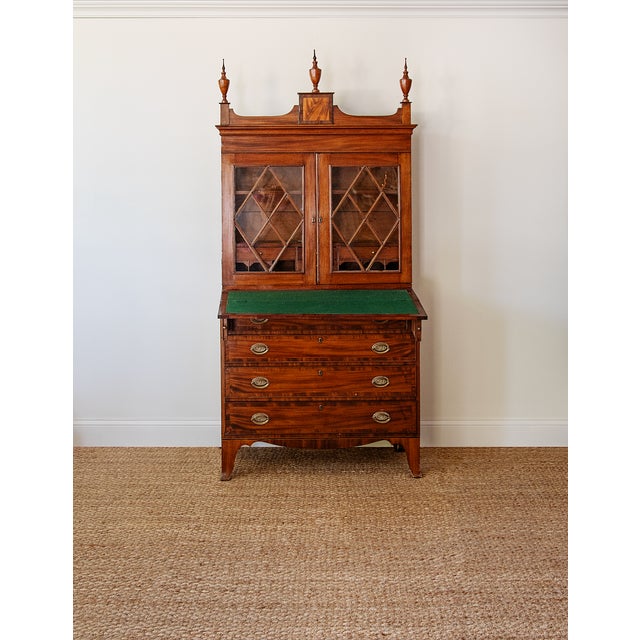 American American Federal Mahogany Secretary Desk & Bookcase With Astragal Glazing and Fitted Writing Interior For Sale - Image 3 of 5