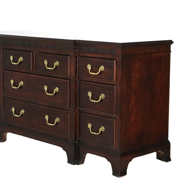 Chippendale Style Century Mahogany Ten Drawer Dresser with Bracket Feet 20th Century For Sale - Image 9 of 12