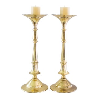Large Brass Candlesticks | Altar Candlesticks | Matching Pair For Sale