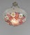 Art Deco Loys Lucha French Art Deco Pendant Light 1930s - Enameled Pink Floral Bowl For Sale - Image 3 of 13