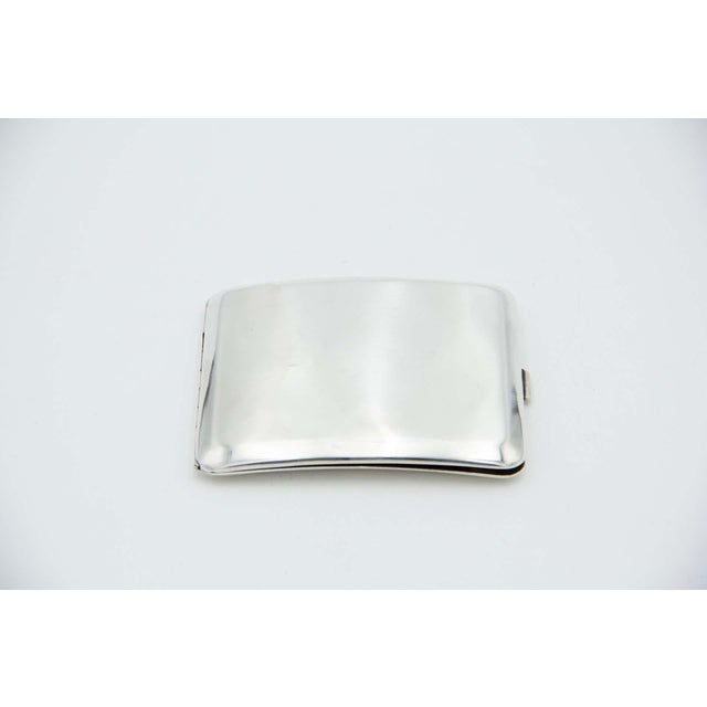 Brushed Silver Cigarette Case with Concave Rectangular Shape For Sale - Image 3 of 3