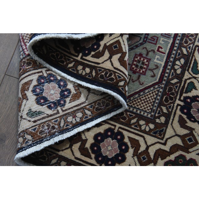 Brown 1970s Vintage Turkish Handmade Wool Cotton Brown Area Rug For Sale - Image 8 of 11