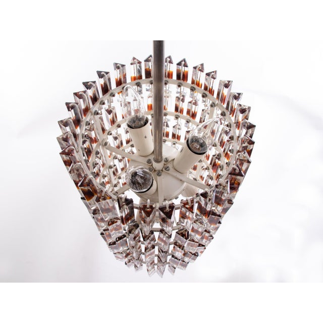 5-Tier Triedi Chandelier with Amber Murano Glass Prisms, 1960s For Sale - Image 6 of 14