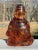 1920s Rare Large Cambridge Amber Glass Buddha Bookend Figurine Art Deco Antique For Sale - Image 5 of 12