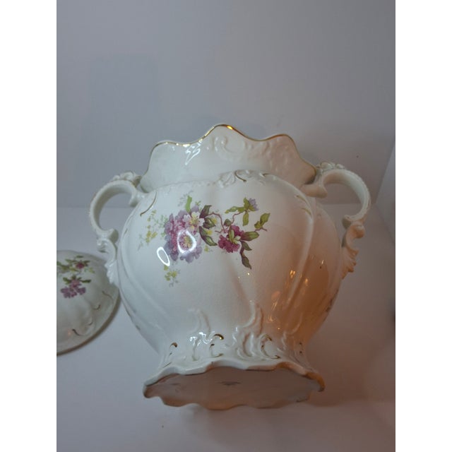 Ceramic Antique Johnson Bros England Slop Jar Chamber Pot & Lid Victorian Floral Gold 12.5" For Sale - Image 7 of 15