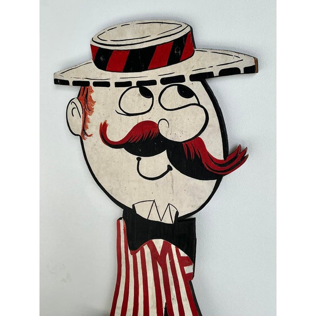 Mid-Century Modern Vintage Boho Life Size Wooden Character Sign For Sale - Image 3 of 9