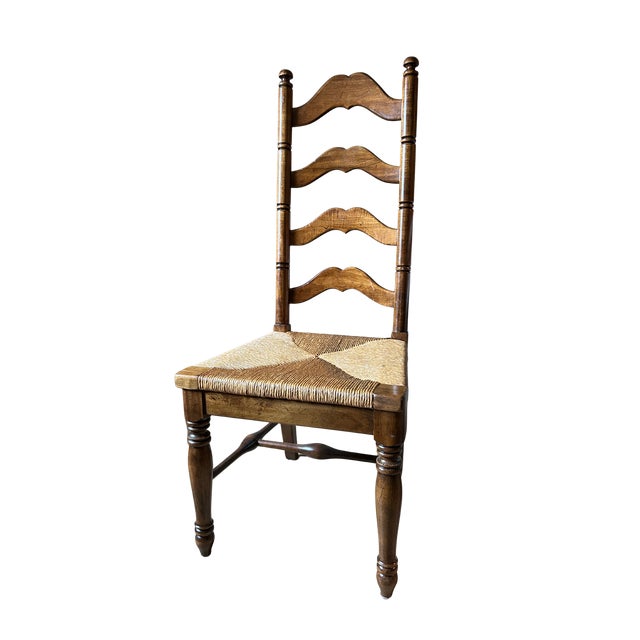 Vintage French Country Ladder Back Dining Chair – Maple Rush Seat, French Provincial Style Add timeless charm to your...