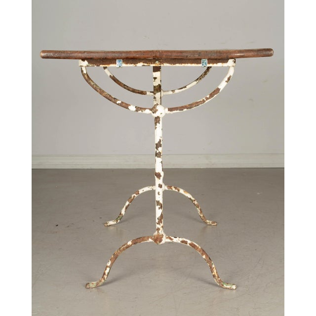 French French Cast Iron Oak Top Bistro Table For Sale - Image 3 of 9