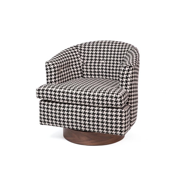 Hollywood Regency Custom 1960s Houndstooth Swivel Lounge Chairs- A Pair For Sale - Image 3 of 6