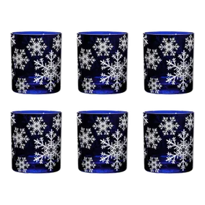 ARTEL Holiday Collection Snowflakes Double Old Fashioned Glass in Ink - Set of 6