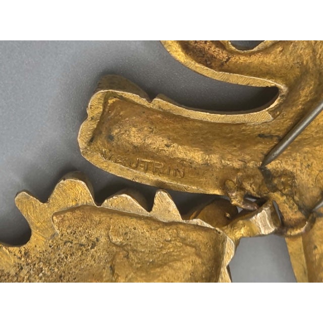 Metal Brooch in Gilt Bronze by Line Vautrin, 1950s For Sale - Image 7 of 8