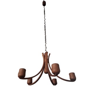 Teak Chandelier with Five Arms from Domus, 1970s For Sale